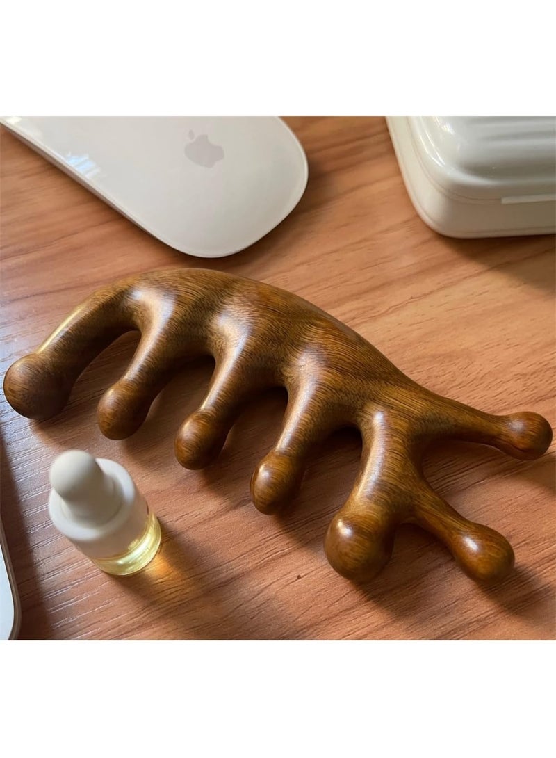 CLENEA Green Sandalwood Multifunctional Massage Comb, Head Massage Comb, Wooden Massage Comb, Gua Sha Scraping Scalp and Hair Massage, Scalp Stimulator, Facial Body Massager - Image 2